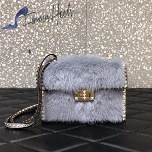 Valentino Rockstud No Limit Fur Gray VNLB36556777